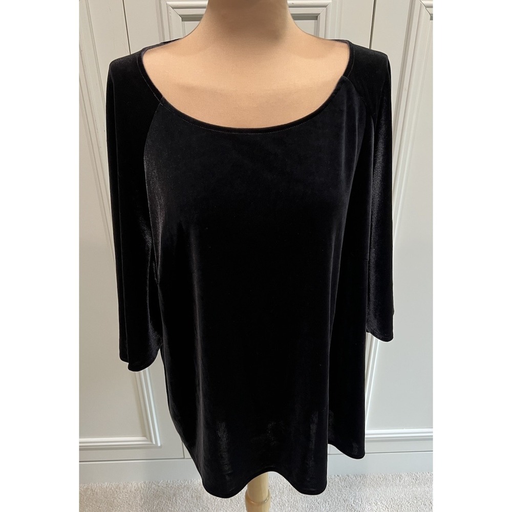 Ralph Lauren Black Velvet Flutter Kimono Sleeve Top Size 3X Whimsigoth